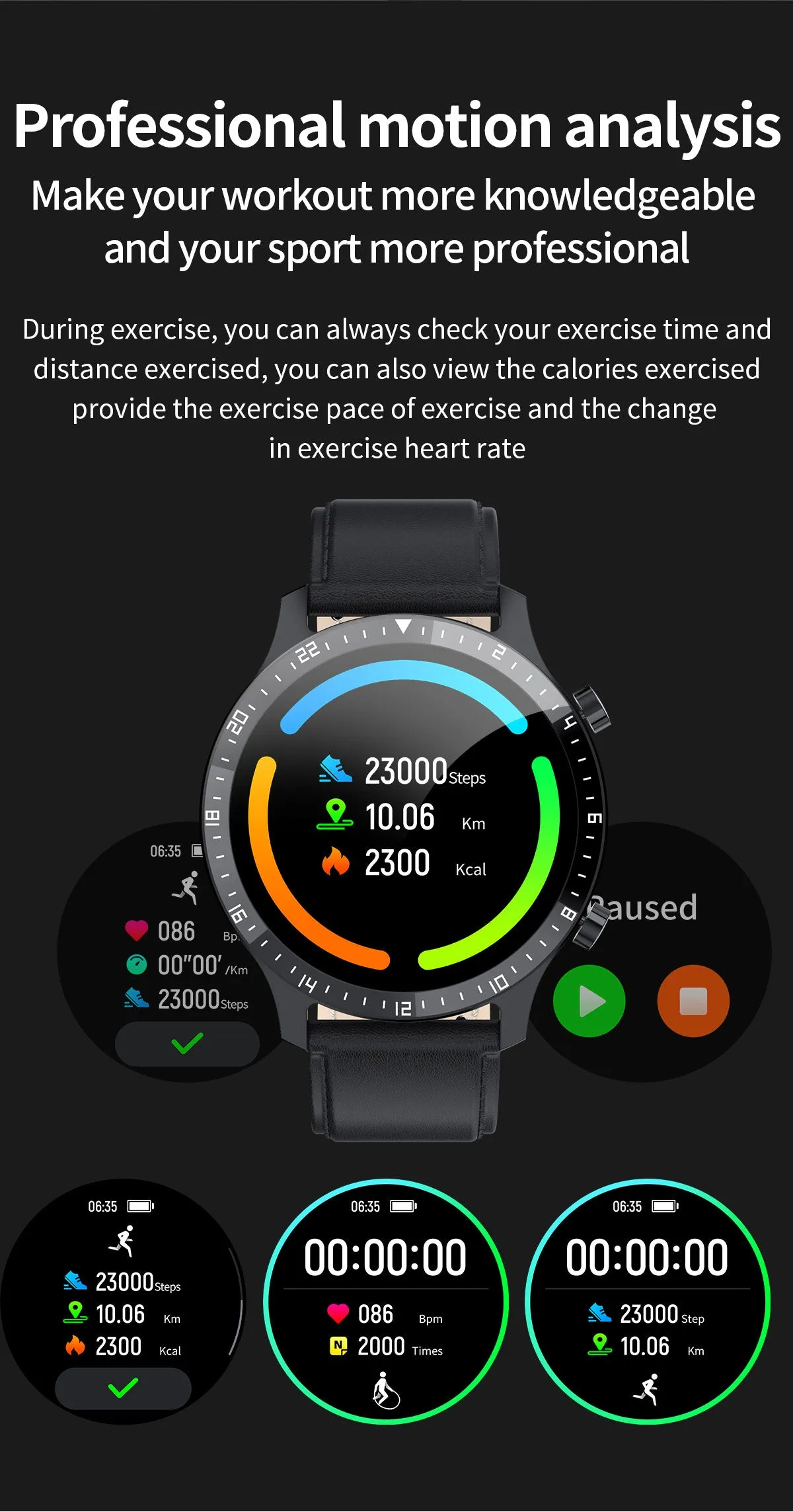 Full Touch Blood Pressure Heart Rate Monitor Fitness Waterproof Smart Watch