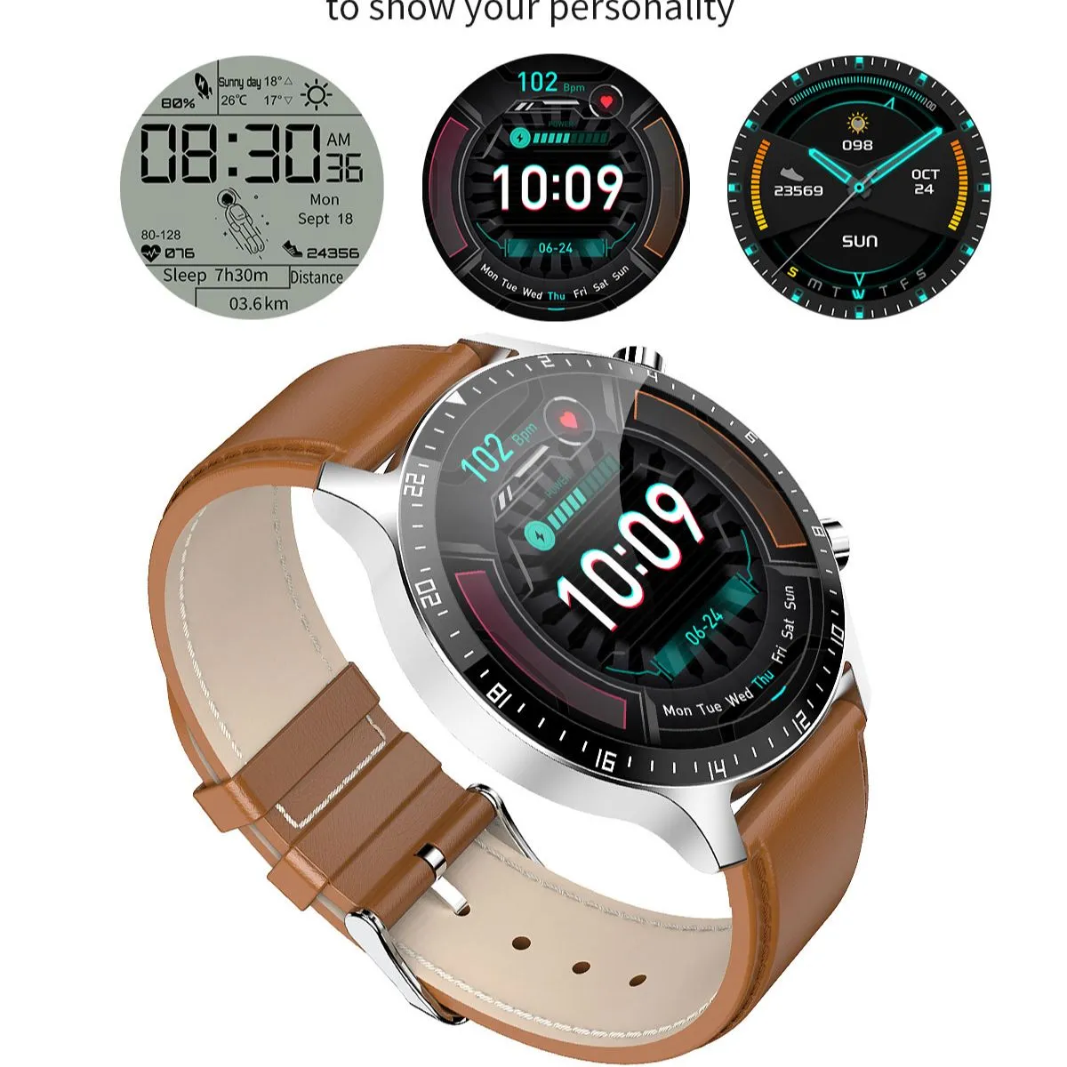 Full Touch Blood Pressure Heart Rate Monitor Fitness Waterproof Smart Watch