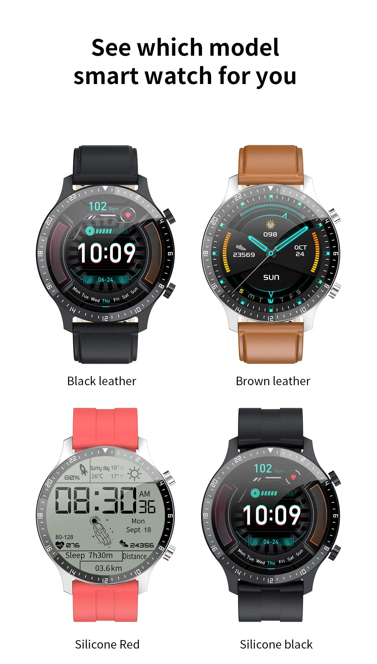 Full Touch Blood Pressure Heart Rate Monitor Fitness Waterproof Smart Watch