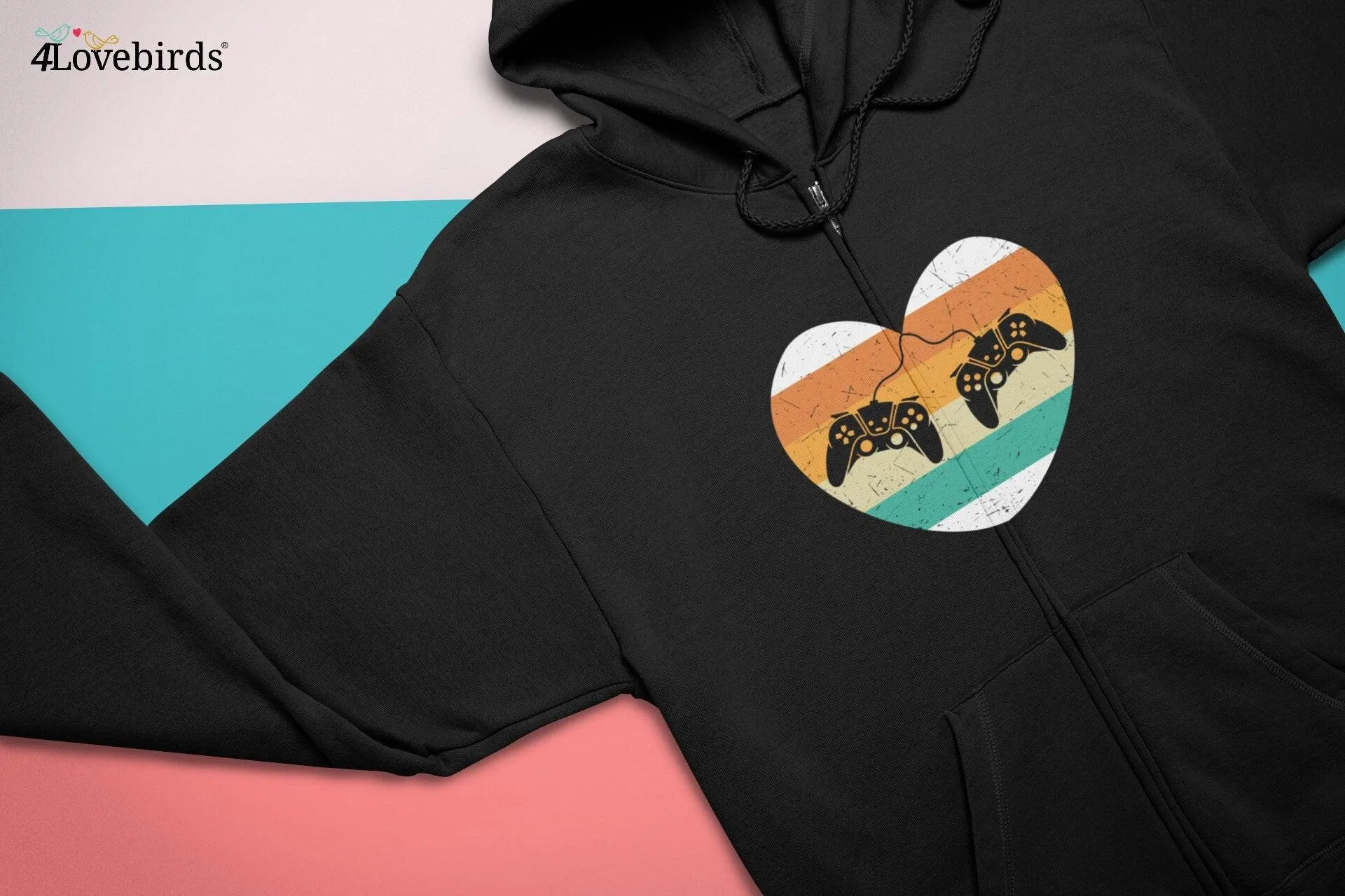 Gamer heart couple Hoodie, Lovers matching T-shirt, Gift for Couples, Valentine Sweatshirt, Gaming Couple Longsleeve, Geek Couple Tshirt