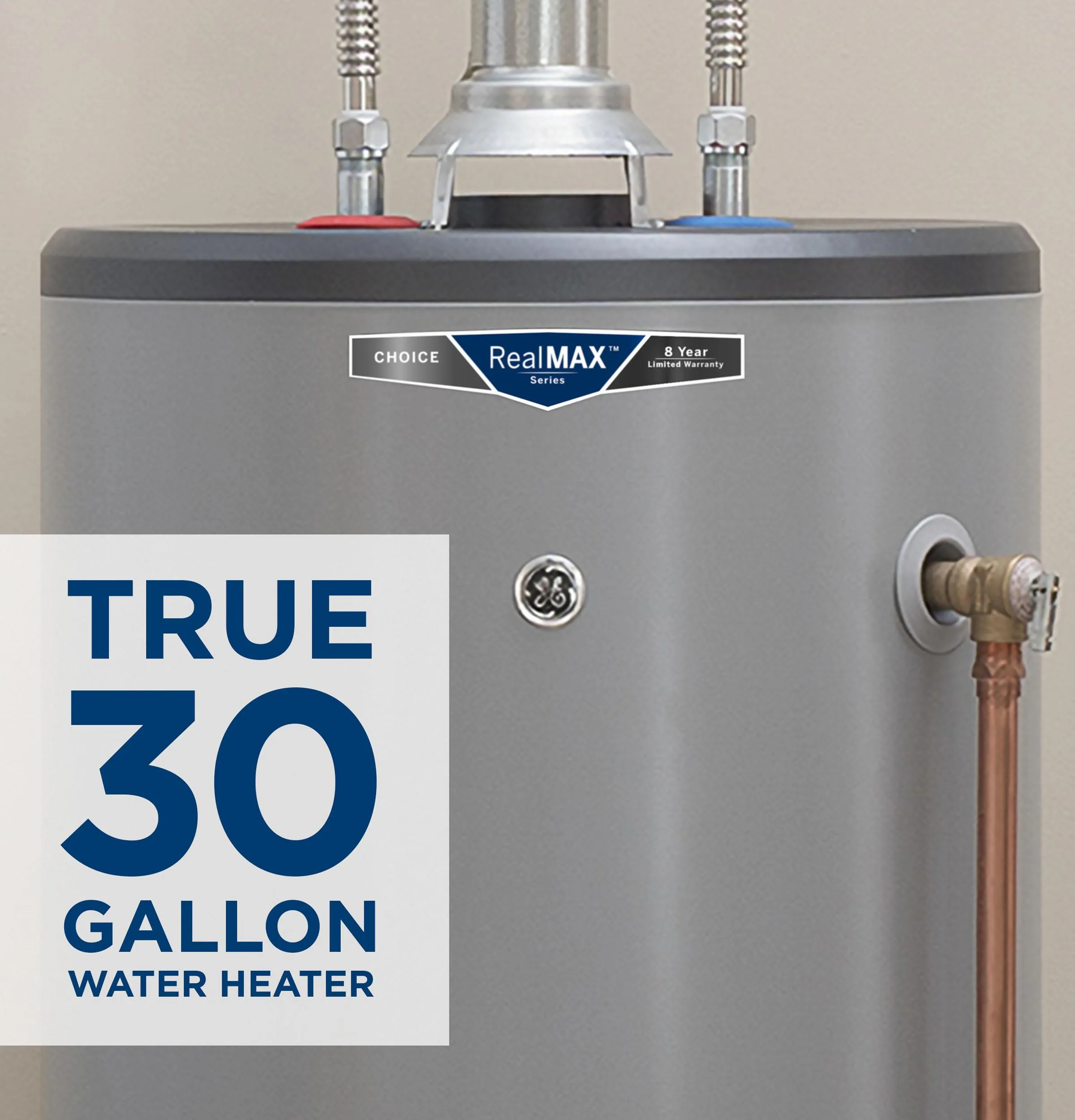 GP30T08BXR GE RealMAX Choice 30-Gallon Tall Liquid Propane Atmospheric Water Heater
