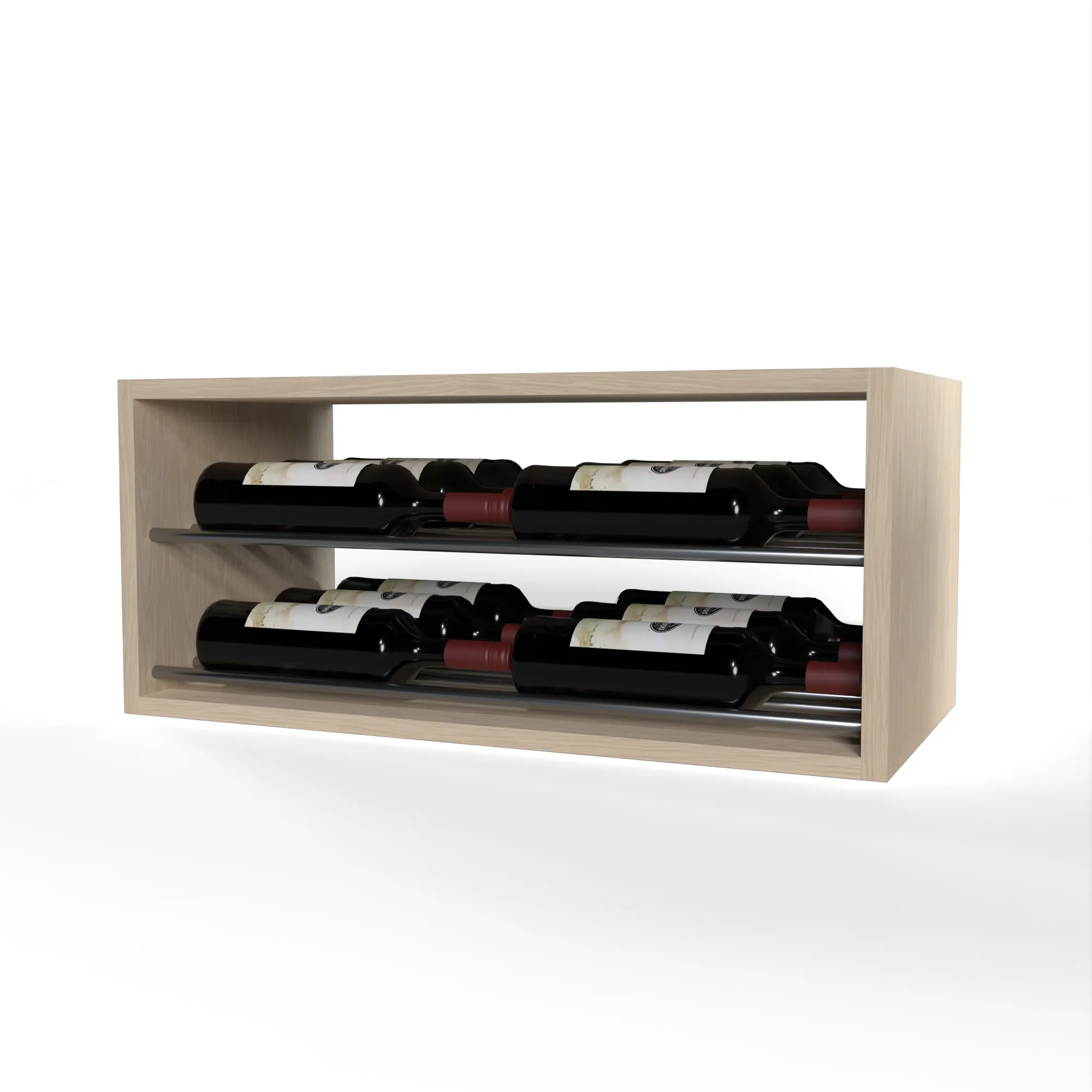 GrandCellar™ - 6 Column Horizontal Label-Forward Wine Display - 12" - Gunmetal Metal Rods