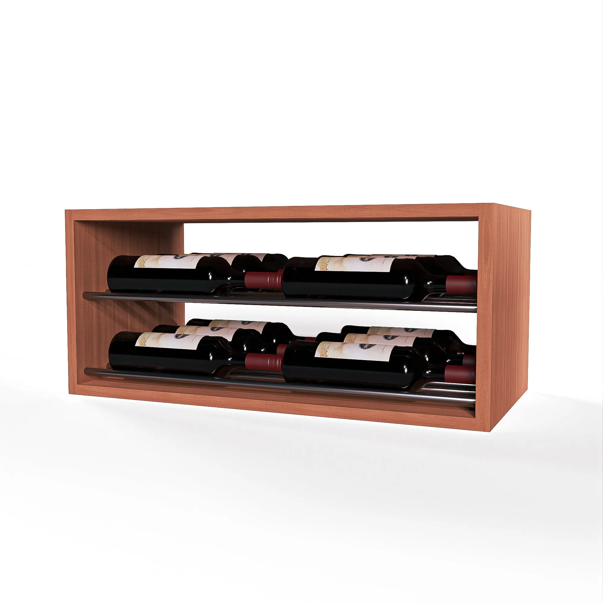 GrandCellar™ - 6 Column Horizontal Label-Forward Wine Display - 12" - Gunmetal Metal Rods