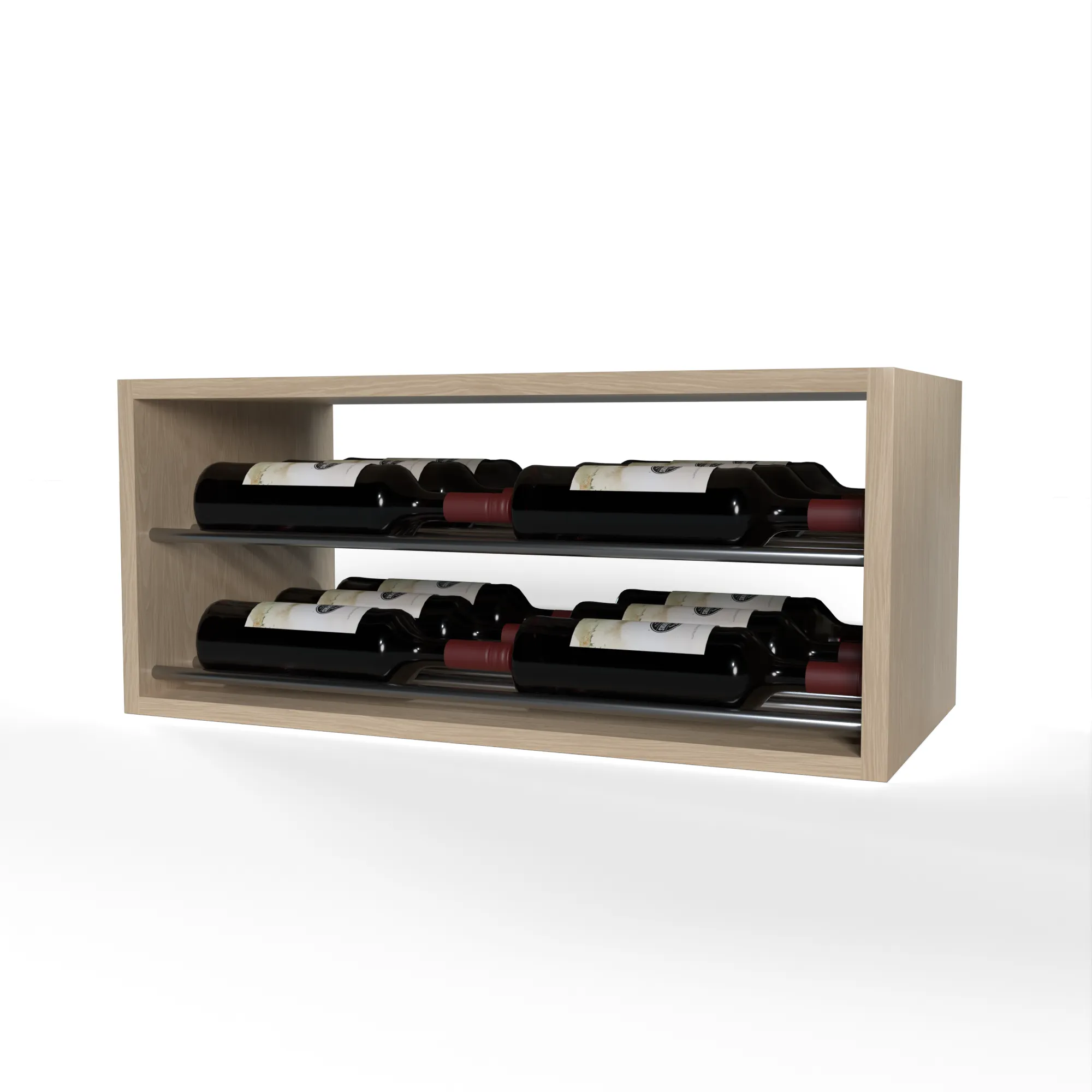 GrandCellar™ - 6 Column Horizontal Label-Forward Wine Display - 12" - Gunmetal Metal Rods