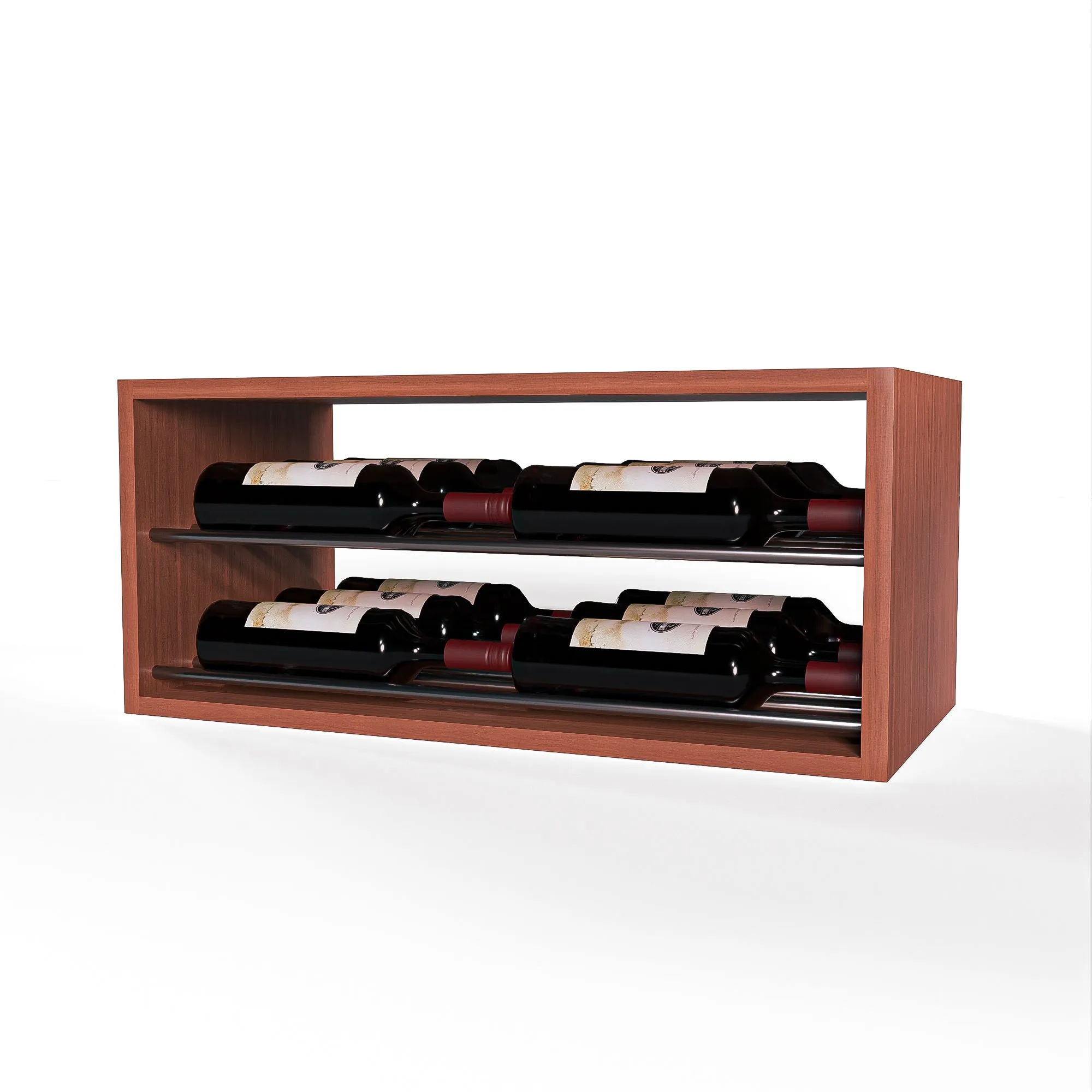 GrandCellar™ - 6 Column Horizontal Label-Forward Wine Display - 12" - Gunmetal Metal Rods