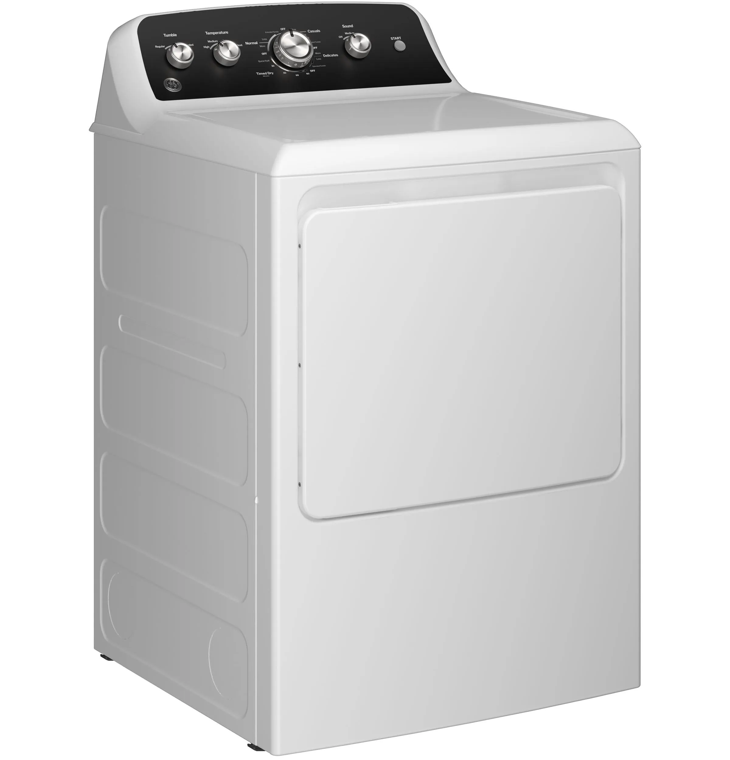 GTD48GASWWB GE® 7.2 cu. ft. Capacity Gas Dryer with Up To 120 ft. Venting and Extended Tumble