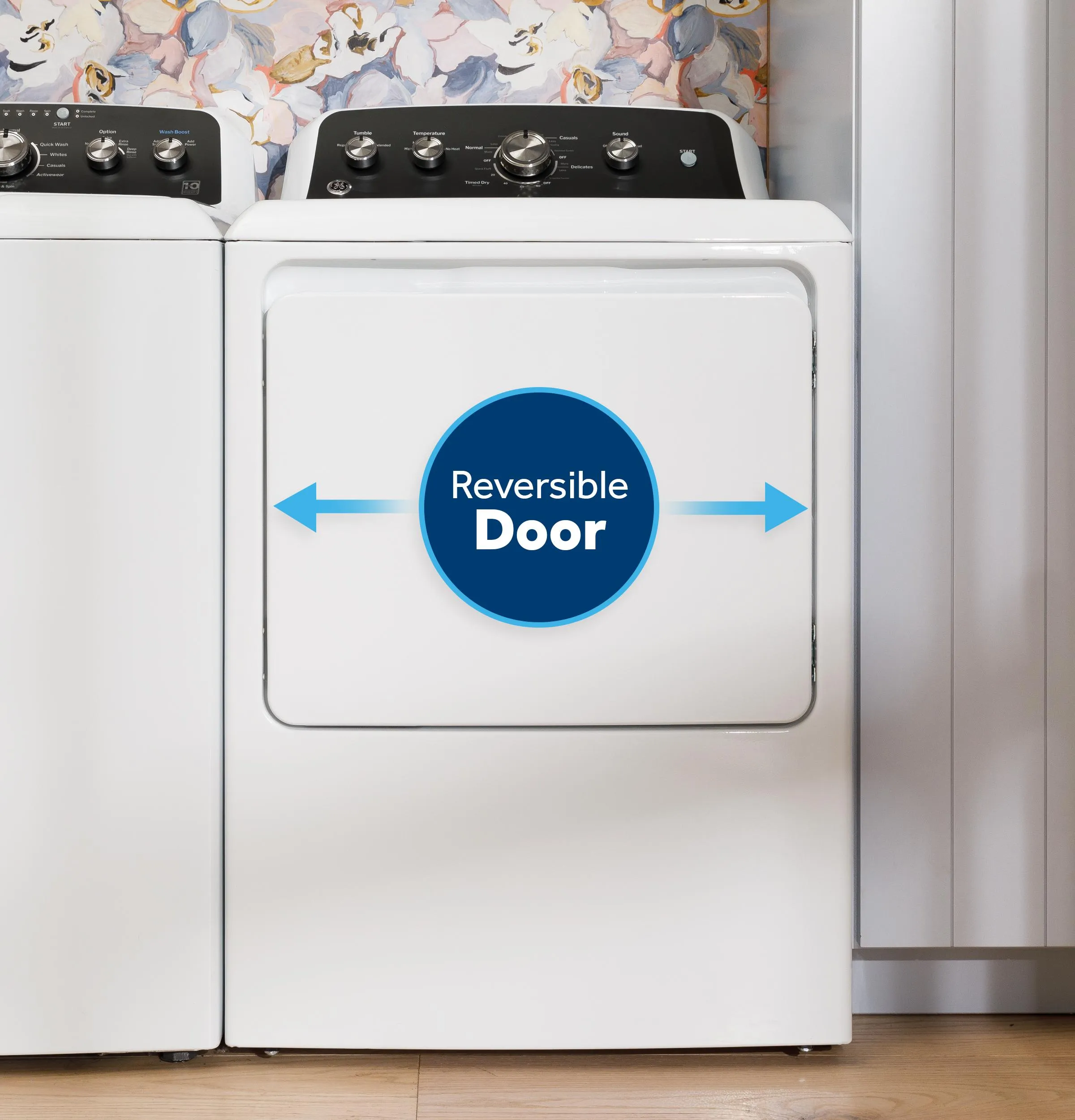 GTD48GASWWB GE® 7.2 cu. ft. Capacity Gas Dryer with Up To 120 ft. Venting and Extended Tumble