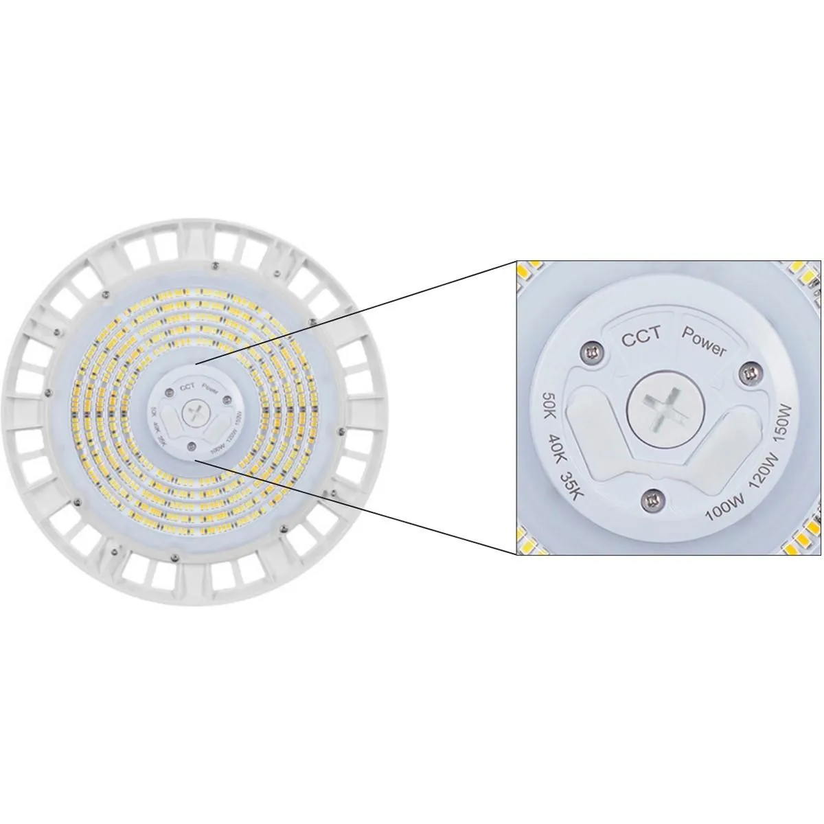 High Bay UFO LED Light, 240 Watts, 35K/40K/50K, 36000 Lumens, White Finish, 120-277V