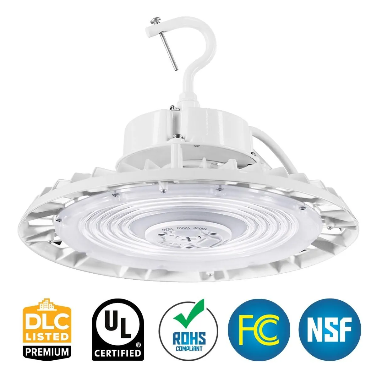 High Bay UFO LED Light, 240 Watts, 35K/40K/50K, 36000 Lumens, White Finish, 120-277V