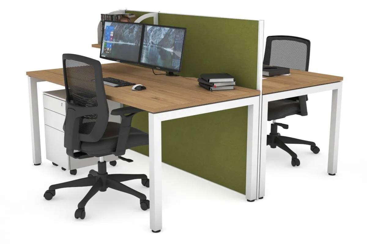 Horizon Quadro 2 Person Bench Square Legs Office Workstation [1200L x 800W with Cable Scallop]