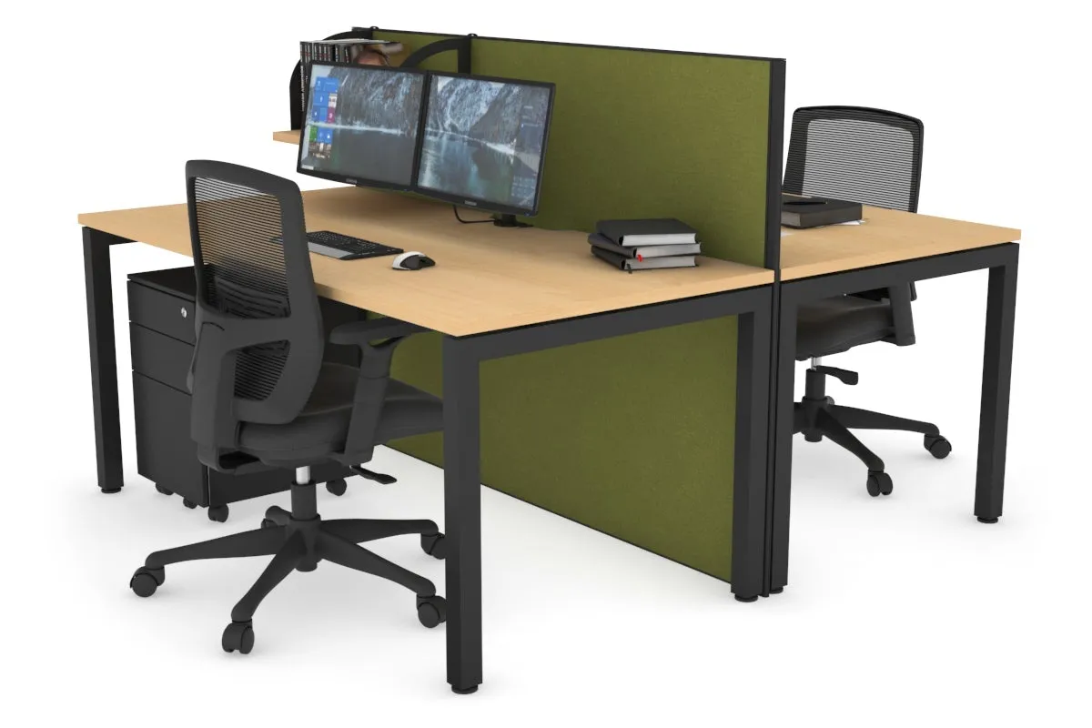 Horizon Quadro 2 Person Bench Square Legs Office Workstation [1200L x 800W with Cable Scallop]