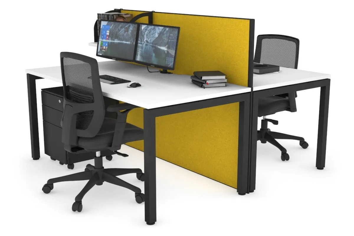 Horizon Quadro 2 Person Bench Square Legs Office Workstation [1200L x 800W with Cable Scallop]