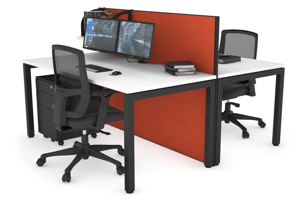 Horizon Quadro 2 Person Bench Square Legs Office Workstation [1200L x 800W with Cable Scallop]