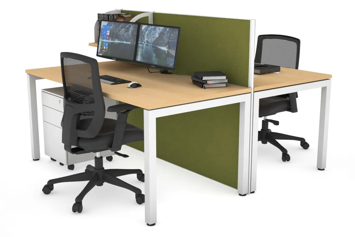 Horizon Quadro 2 Person Bench Square Legs Office Workstation [1200L x 800W with Cable Scallop]