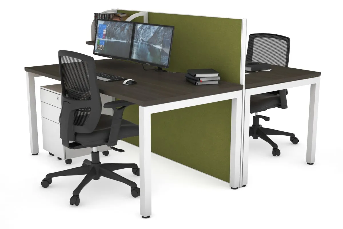 Horizon Quadro 2 Person Bench Square Legs Office Workstation [1200L x 800W with Cable Scallop]