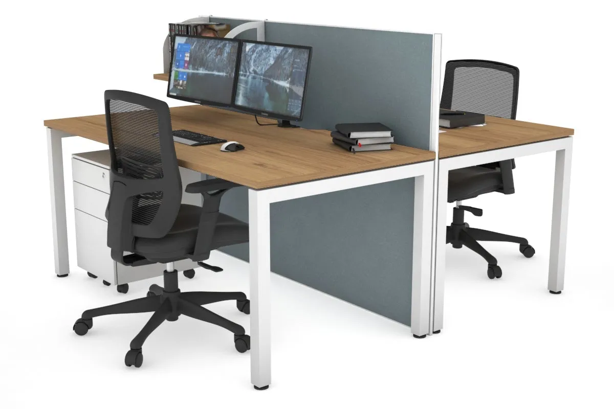 Horizon Quadro 2 Person Bench Square Legs Office Workstation [1200L x 800W with Cable Scallop]