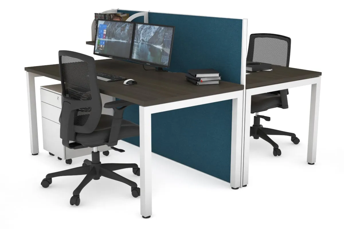 Horizon Quadro 2 Person Bench Square Legs Office Workstation [1200L x 800W with Cable Scallop]