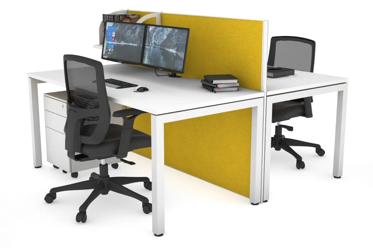 Horizon Quadro 2 Person Bench Square Legs Office Workstation [1200L x 800W with Cable Scallop]