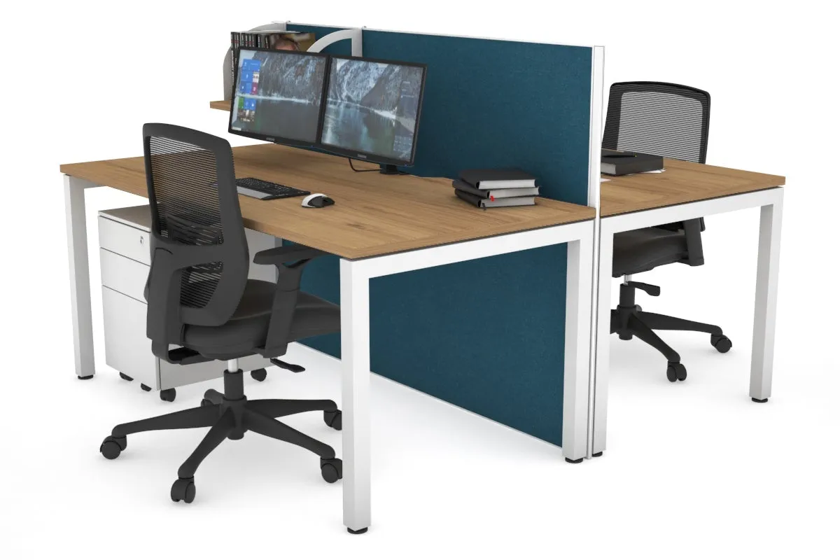 Horizon Quadro 2 Person Bench Square Legs Office Workstation [1200L x 800W with Cable Scallop]