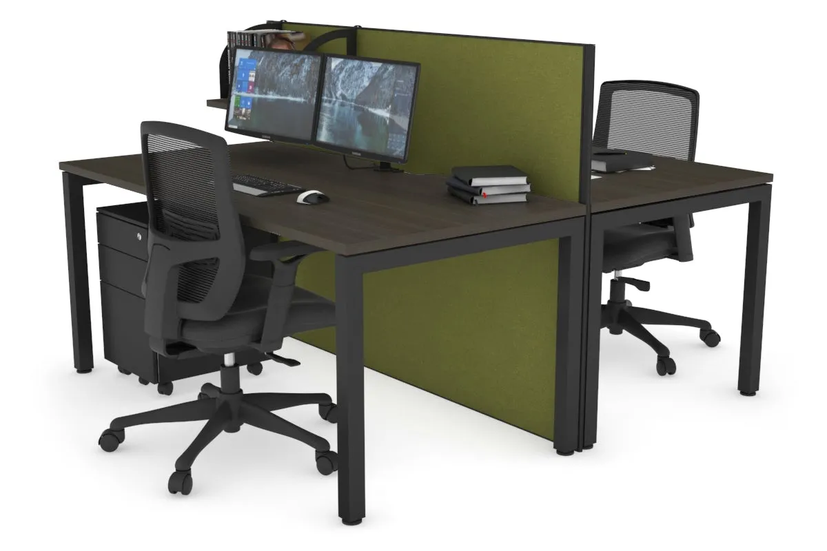 Horizon Quadro 2 Person Bench Square Legs Office Workstation [1200L x 800W with Cable Scallop]