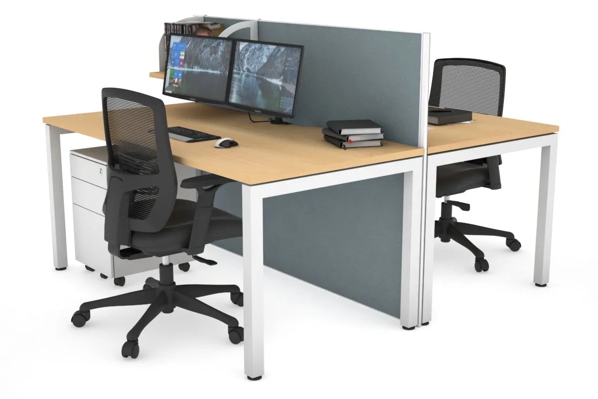 Horizon Quadro 2 Person Bench Square Legs Office Workstation [1200L x 800W with Cable Scallop]