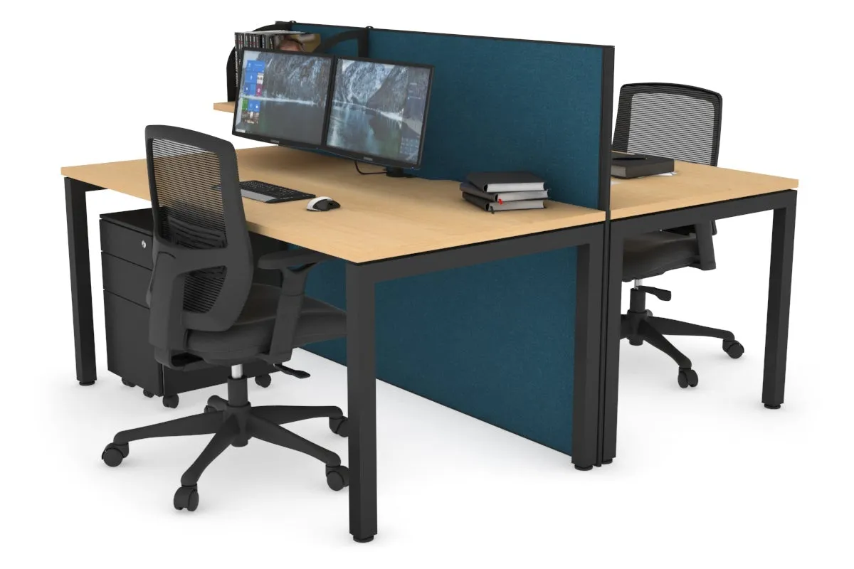 Horizon Quadro 2 Person Bench Square Legs Office Workstation [1200L x 800W with Cable Scallop]