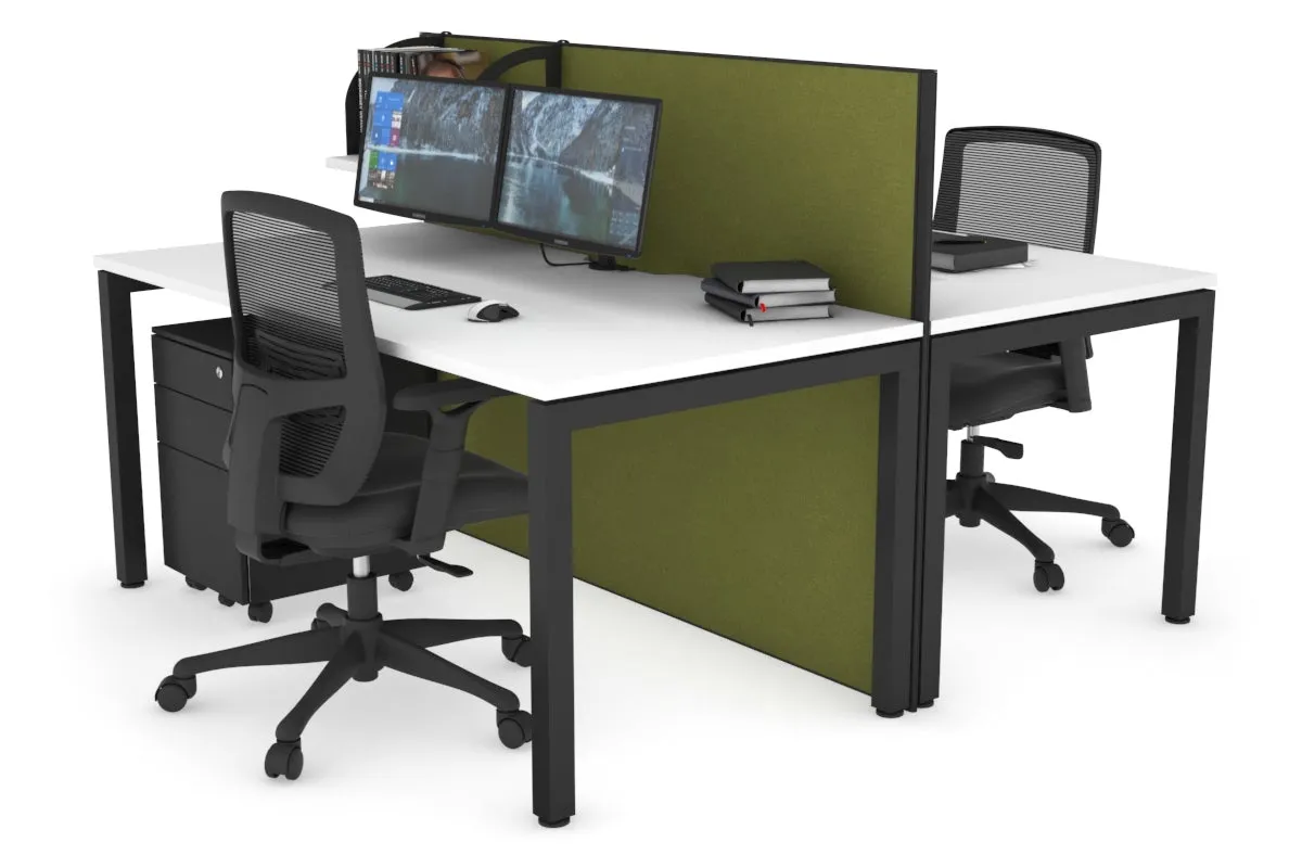 Horizon Quadro 2 Person Bench Square Legs Office Workstation [1200L x 800W with Cable Scallop]