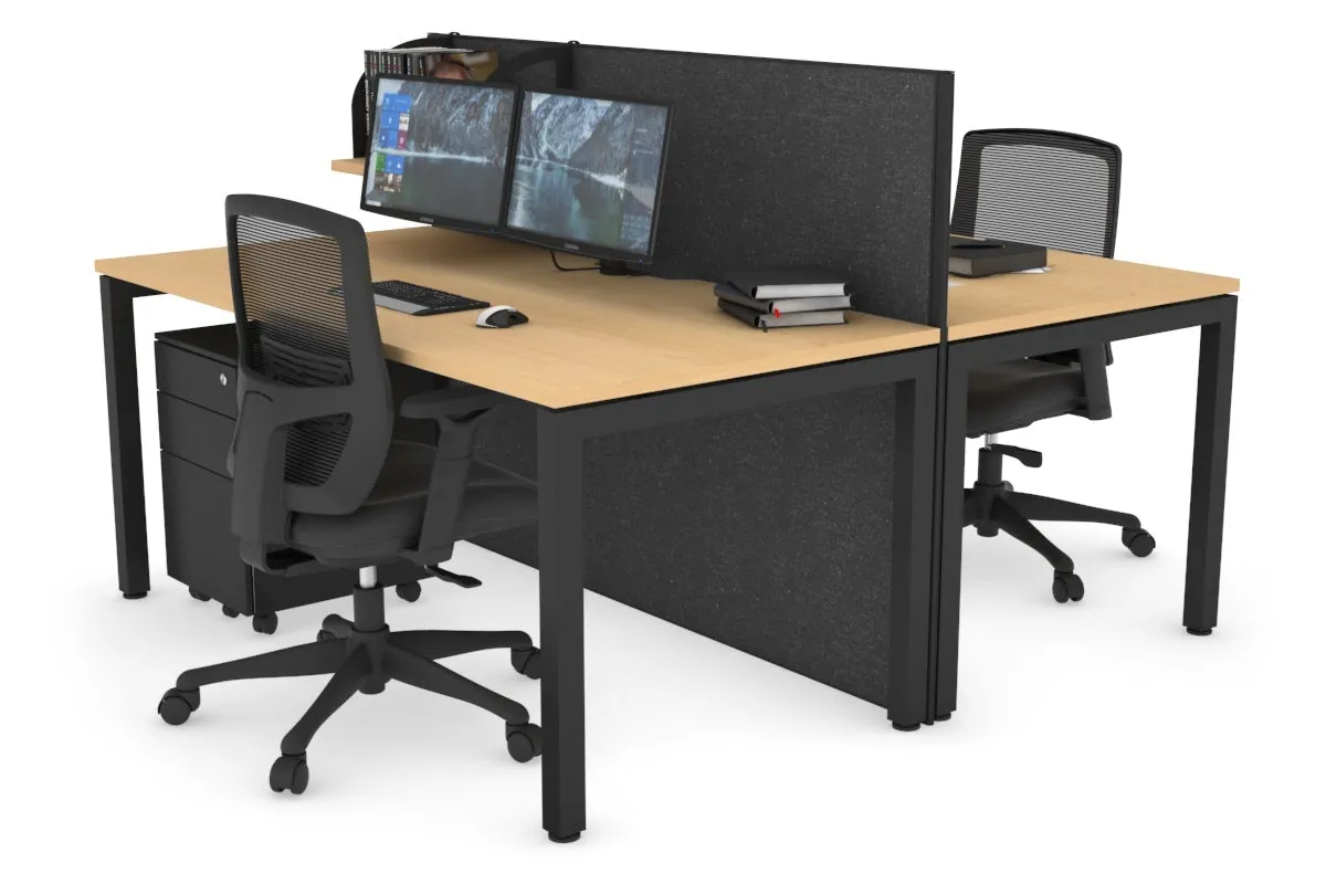 Horizon Quadro 2 Person Bench Square Legs Office Workstation [1200L x 800W with Cable Scallop]