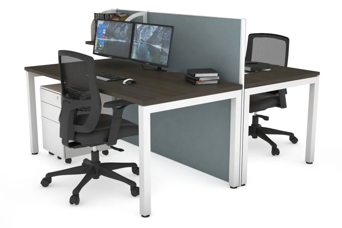 Horizon Quadro 2 Person Bench Square Legs Office Workstation [1200L x 800W with Cable Scallop]