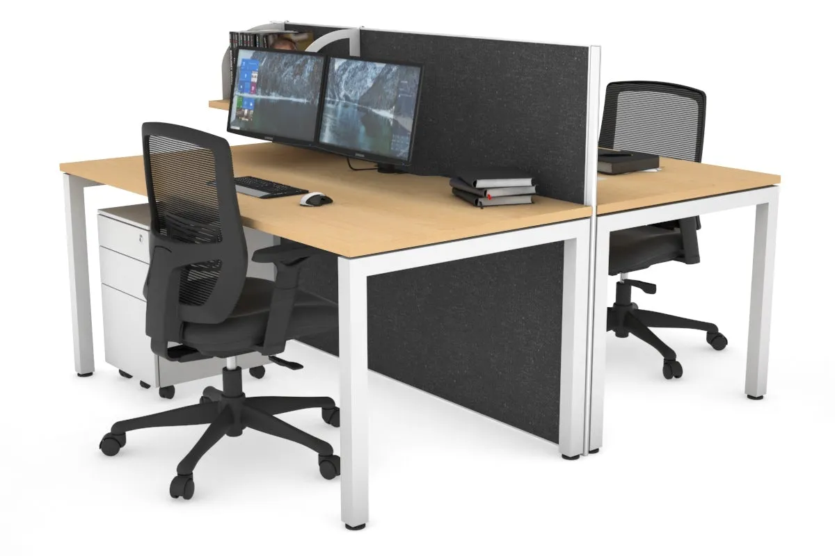 Horizon Quadro 2 Person Bench Square Legs Office Workstation [1200L x 800W with Cable Scallop]