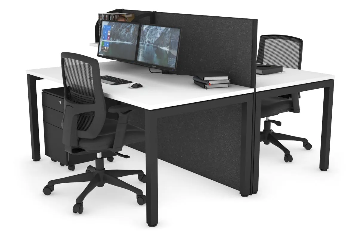 Horizon Quadro 2 Person Bench Square Legs Office Workstation [1200L x 800W with Cable Scallop]