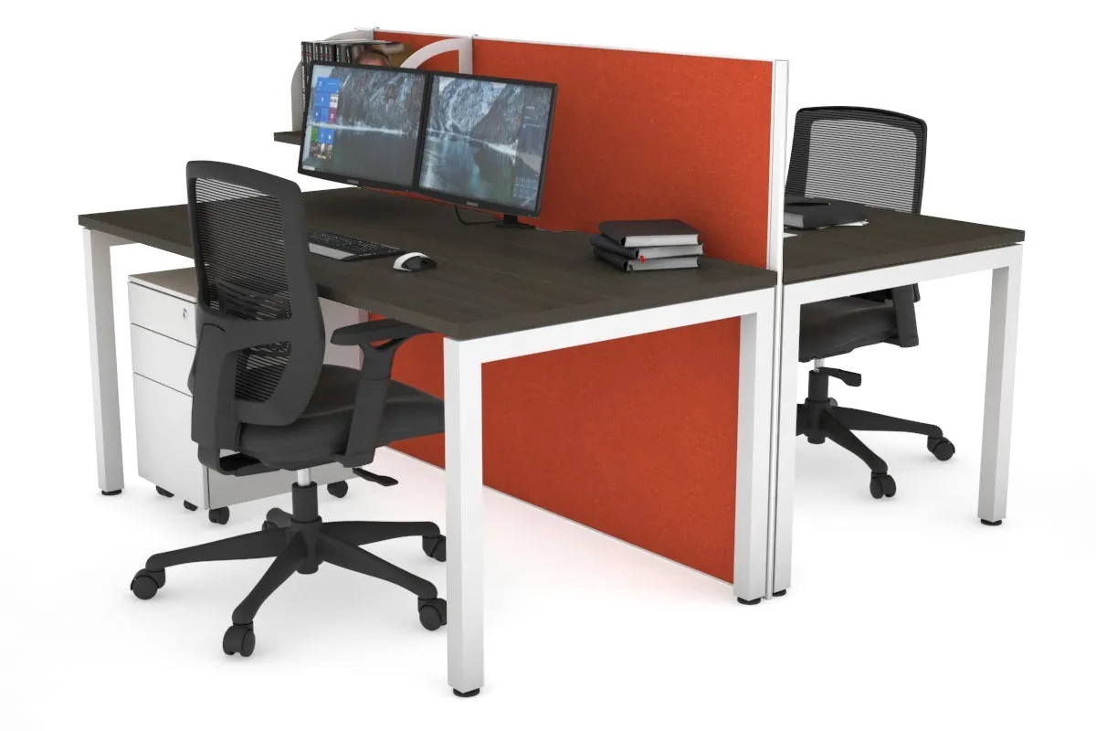 Horizon Quadro 2 Person Bench Square Legs Office Workstation [1200L x 800W with Cable Scallop]