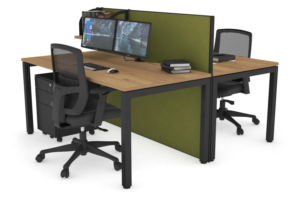 Horizon Quadro 2 Person Bench Square Legs Office Workstation [1200L x 800W with Cable Scallop]