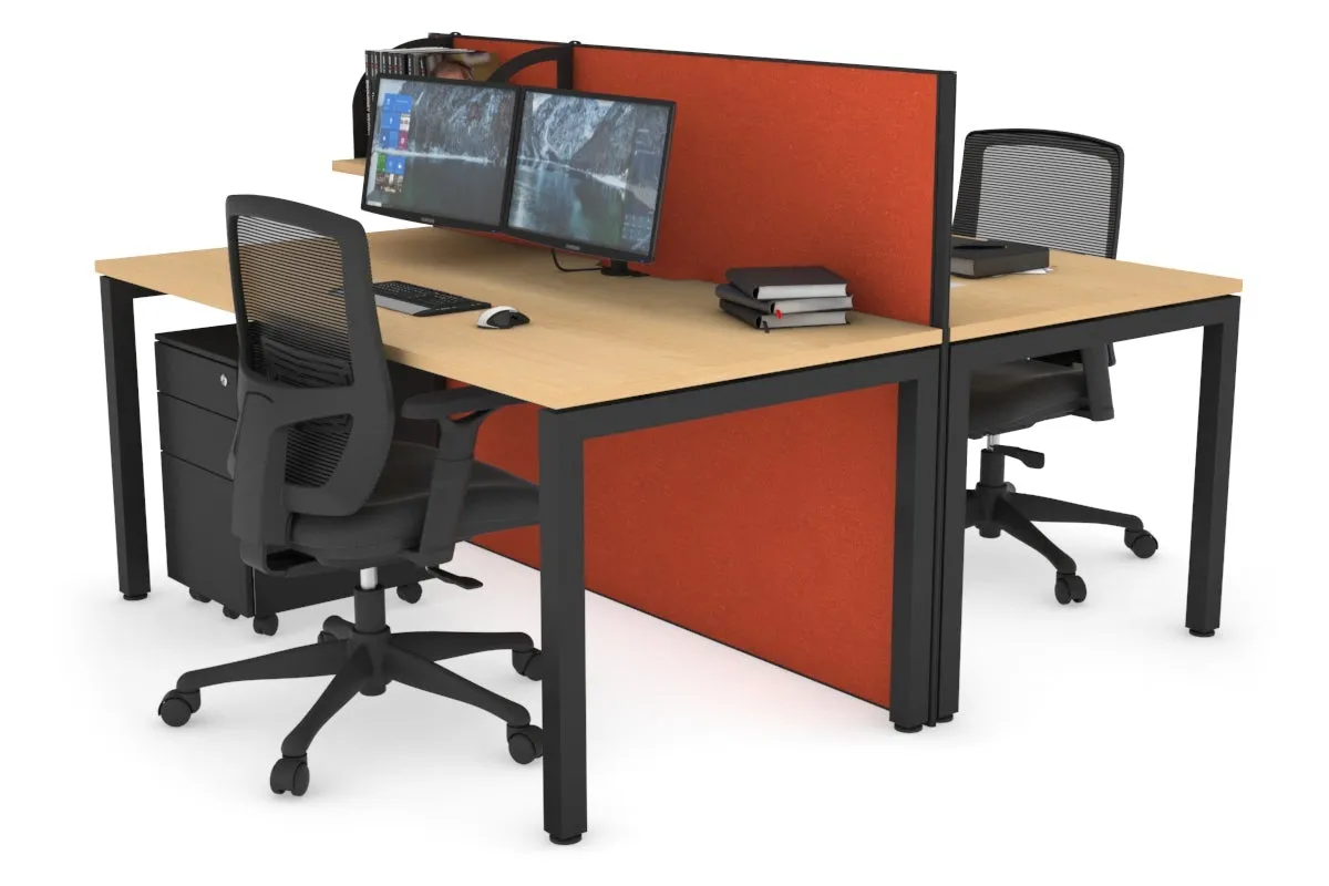 Horizon Quadro 2 Person Bench Square Legs Office Workstation [1200L x 800W with Cable Scallop]