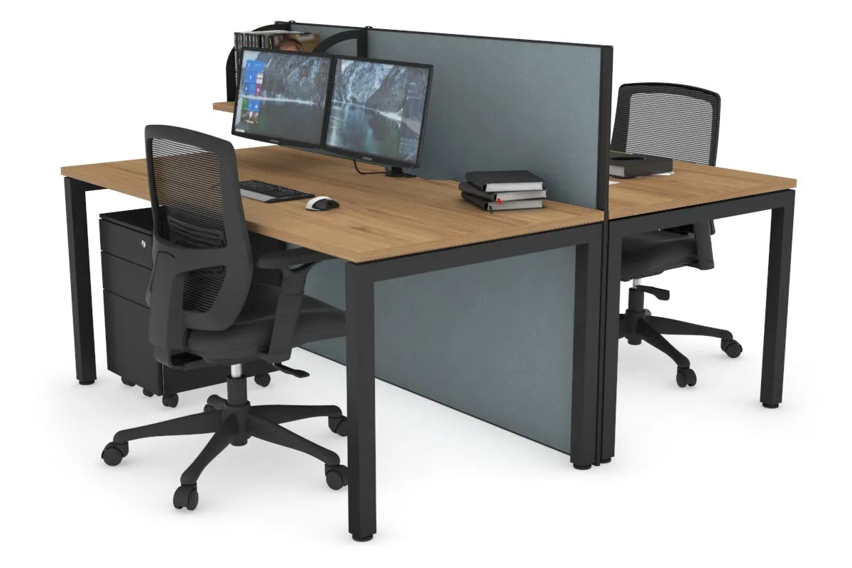Horizon Quadro 2 Person Bench Square Legs Office Workstation [1200L x 800W with Cable Scallop]