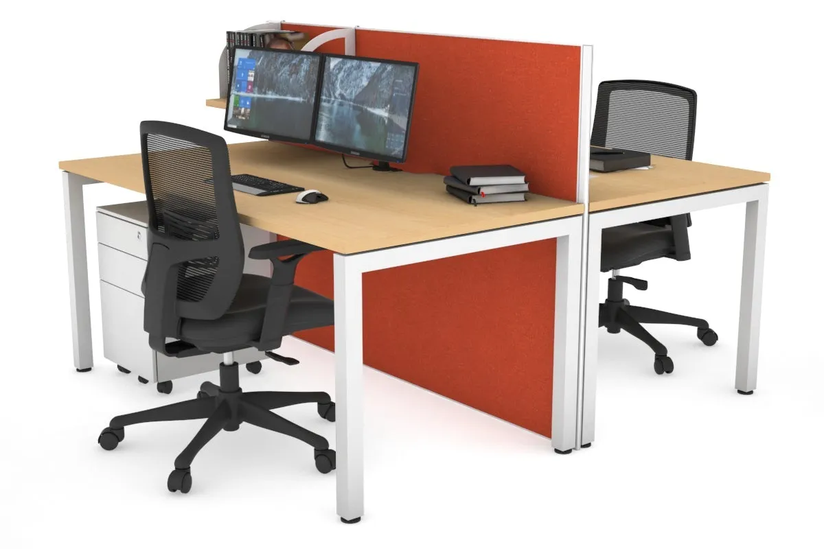 Horizon Quadro 2 Person Bench Square Legs Office Workstation [1200L x 800W with Cable Scallop]