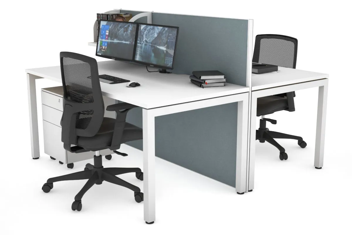 Horizon Quadro 2 Person Bench Square Legs Office Workstation [1200L x 800W with Cable Scallop]