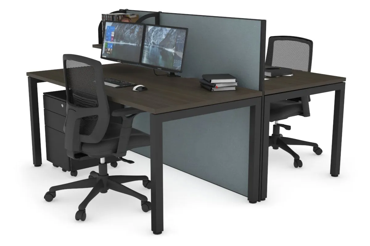 Horizon Quadro 2 Person Bench Square Legs Office Workstation [1200L x 800W with Cable Scallop]