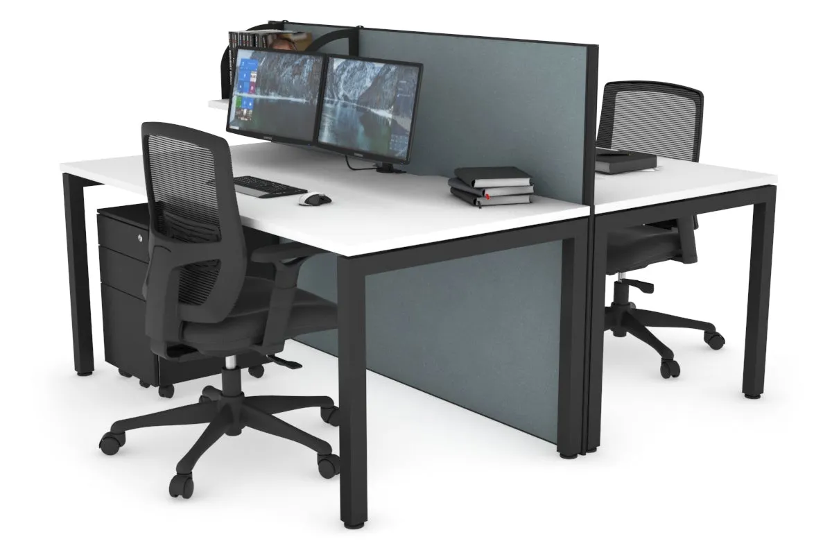 Horizon Quadro 2 Person Bench Square Legs Office Workstation [1200L x 800W with Cable Scallop]