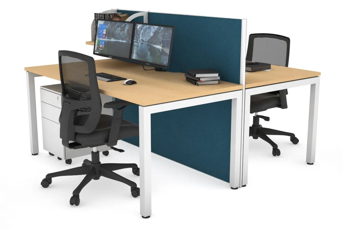 Horizon Quadro 2 Person Bench Square Legs Office Workstation [1200L x 800W with Cable Scallop]