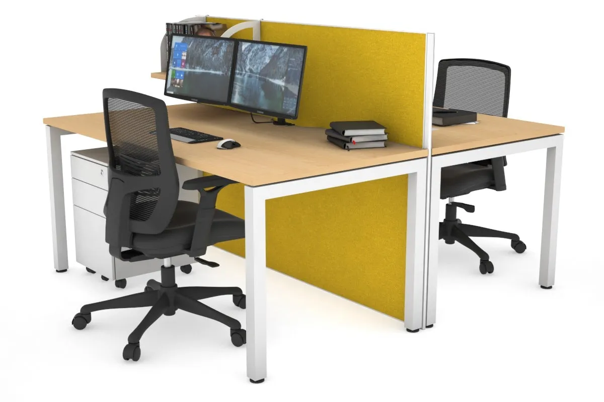 Horizon Quadro 2 Person Bench Square Legs Office Workstation [1200L x 800W with Cable Scallop]