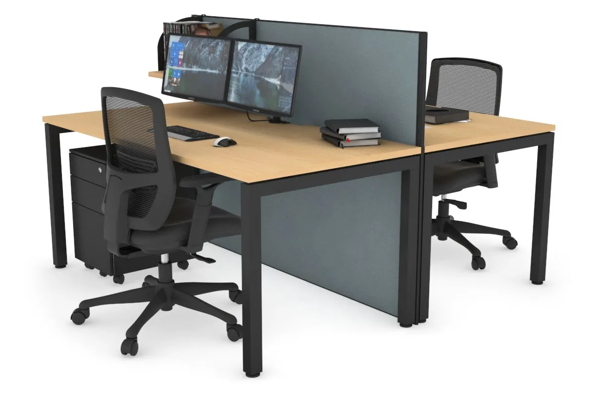 Horizon Quadro 2 Person Bench Square Legs Office Workstation [1200L x 800W with Cable Scallop]