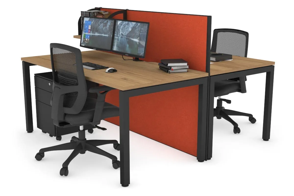 Horizon Quadro 2 Person Bench Square Legs Office Workstation [1200L x 800W with Cable Scallop]