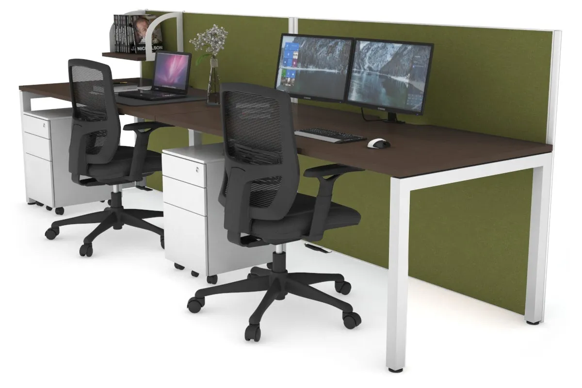 Horizon Quadro 2 Person Run Square Legs Office Workstation [1200L x 800W with Cable Scallop]