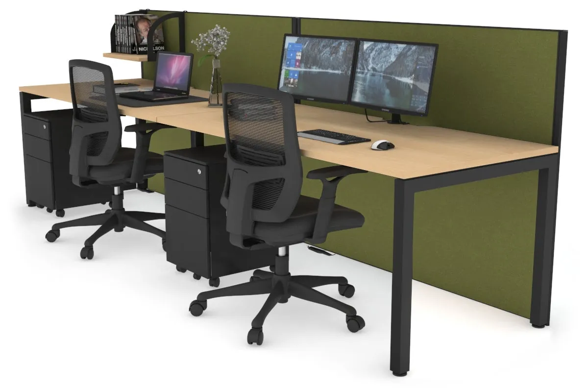 Horizon Quadro 2 Person Run Square Legs Office Workstation [1200L x 800W with Cable Scallop]