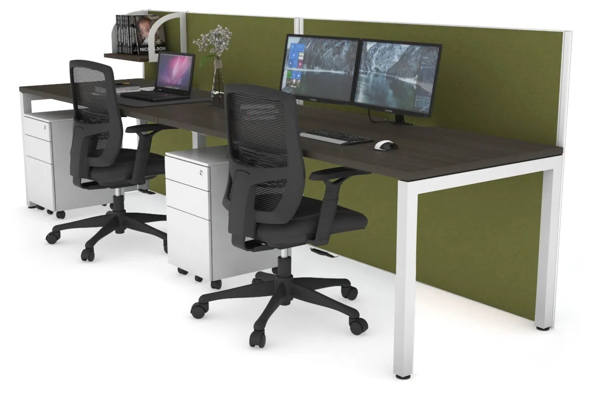 Horizon Quadro 2 Person Run Square Legs Office Workstation [1200L x 800W with Cable Scallop]
