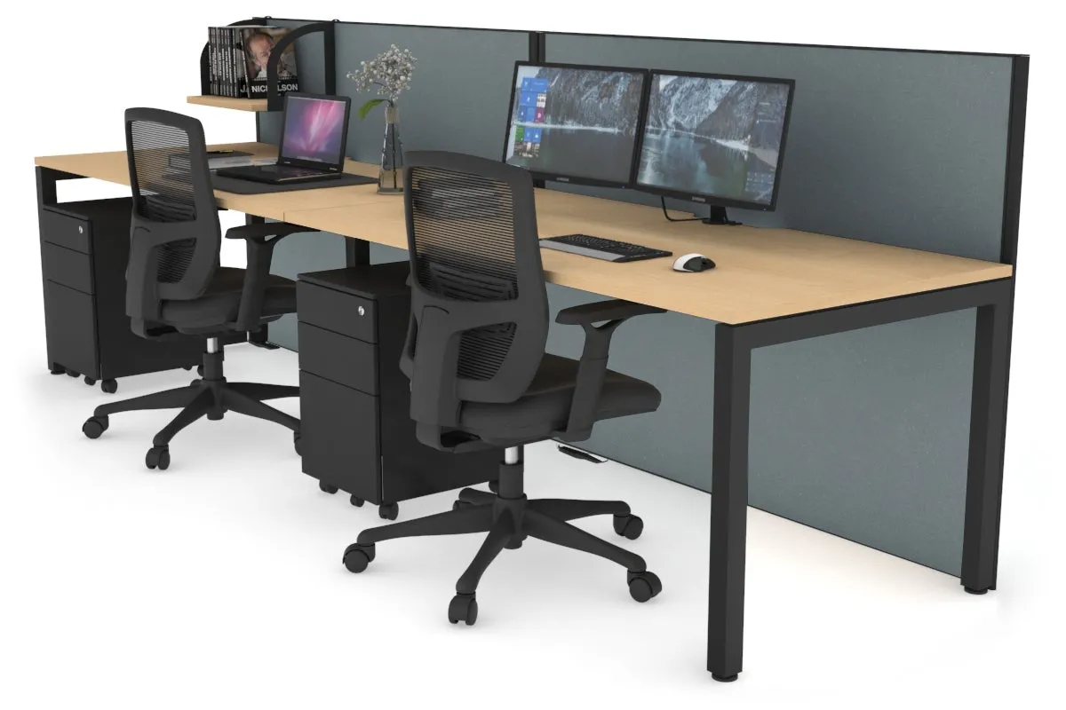 Horizon Quadro 2 Person Run Square Legs Office Workstation [1200L x 800W with Cable Scallop]