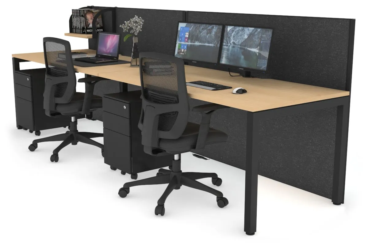Horizon Quadro 2 Person Run Square Legs Office Workstation [1200L x 800W with Cable Scallop]