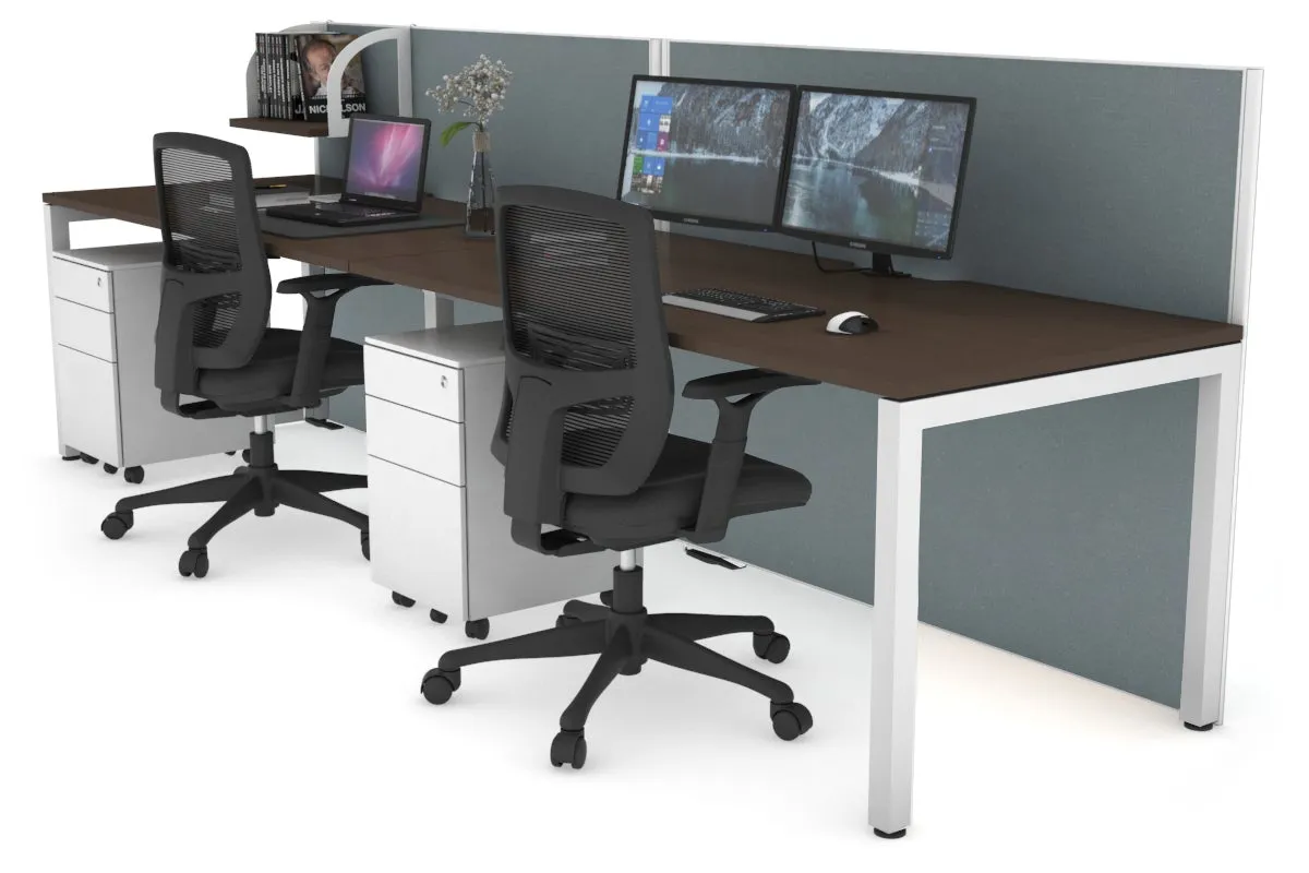 Horizon Quadro 2 Person Run Square Legs Office Workstation [1200L x 800W with Cable Scallop]