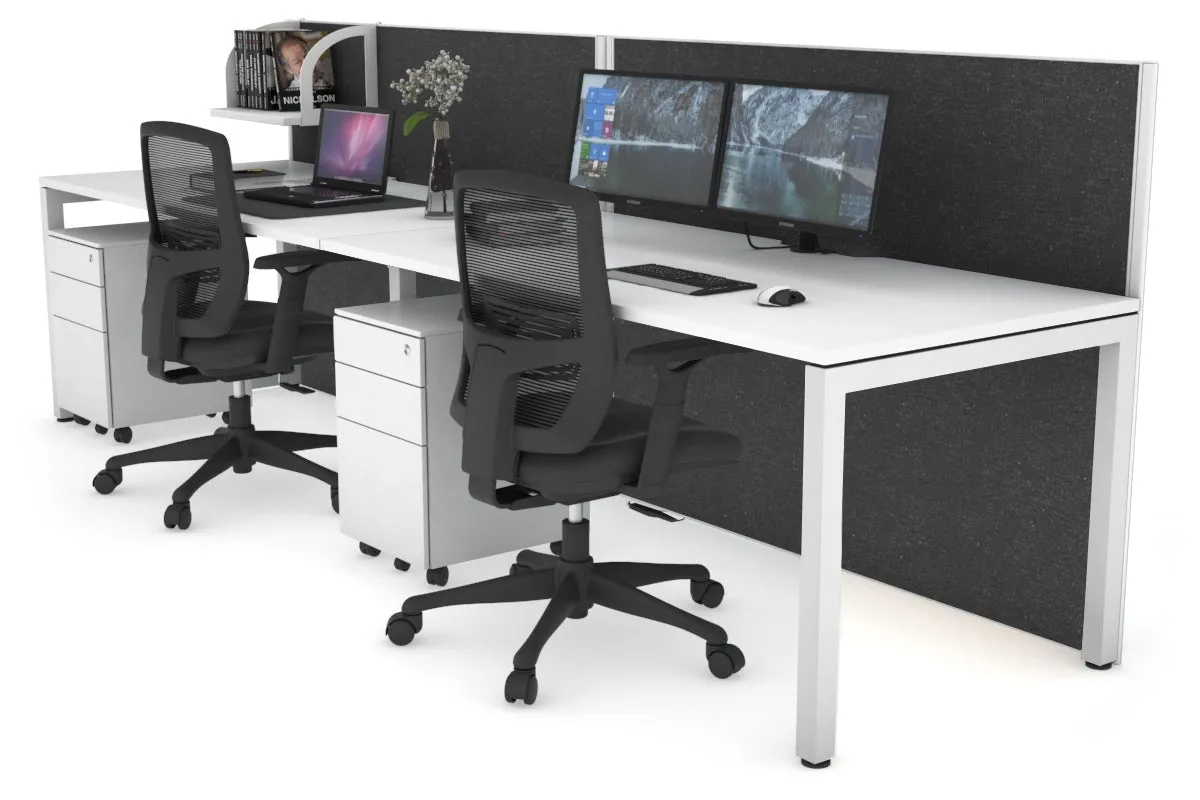 Horizon Quadro 2 Person Run Square Legs Office Workstation [1200L x 800W with Cable Scallop]